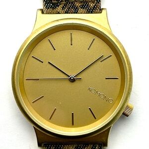 Komono Ladies Watch- leopard print band and gold tone
